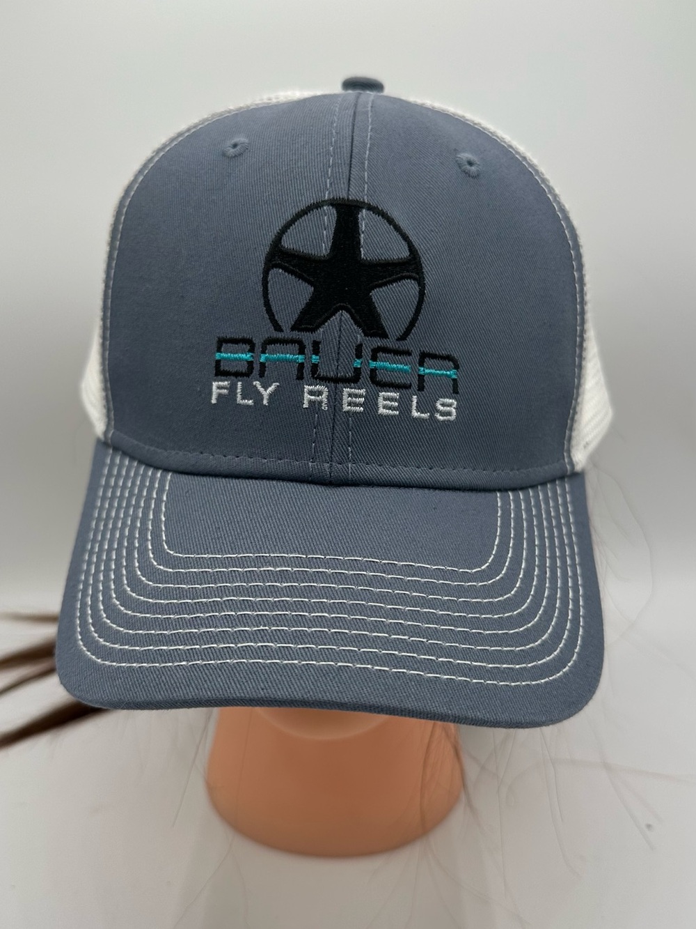 Bauer Fly Reels Smooth Trucker Hat in charcoal gray and white